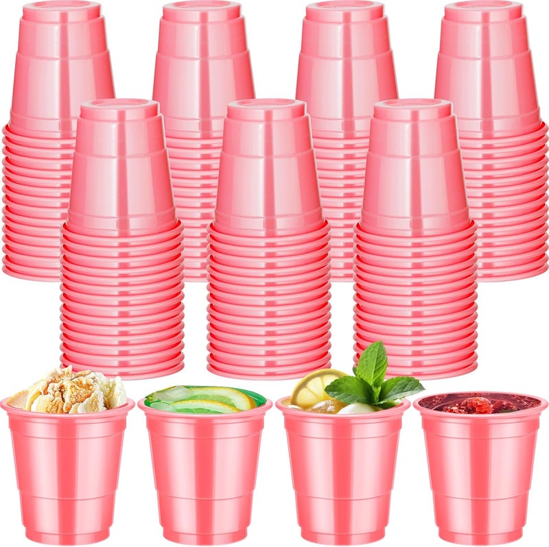 cssopenss 120 Pcs 2 oz Pink Shot Cups pink Plastic Shot Glasses Valentines Day shot Glasses Disposable for Drinking Tastings Served Snacks Jello Tastings and Samples - Image 1